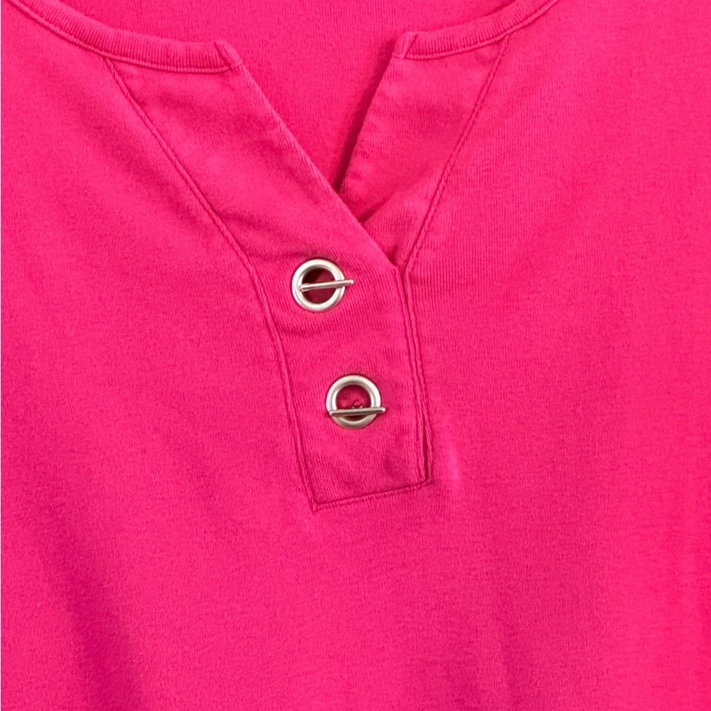 Karen Scott Pink Short Sleeve Henley Tee - Picture 3 of 8
